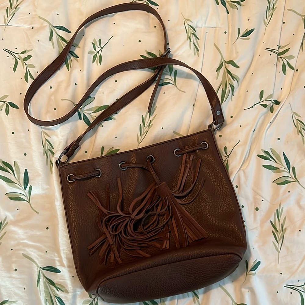 Brown Faux Leather Hobo Bag - American Eagle